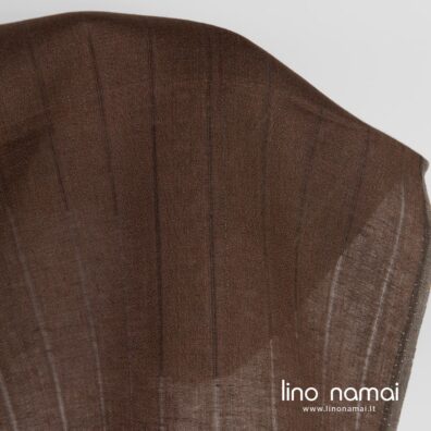 Rudas lininis audinys ažūriniais dryžiais drabužiams, staltiesėms, užuolaidoms siūti