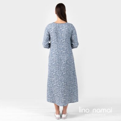Lininė ilga gėlėta suknelė