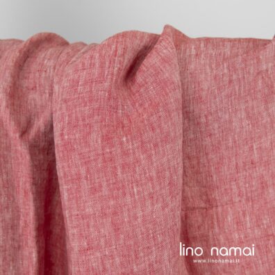 Lininis audinys raudonai baltas, drabužiams ir namų tekstilei siūti