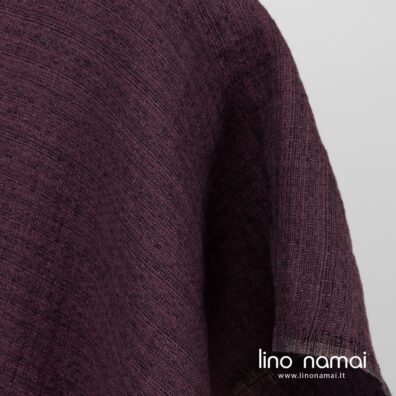 Violetinis raštuotas lino audinys drabužiams ir namų tekstilei