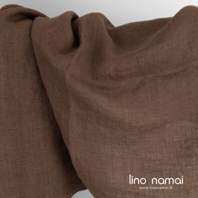 Lininis audinys iš rudai žalių ir tamsiai violetinių verpalų, melanžas
