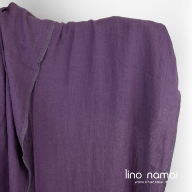 Lino audinys violetiniais dryžiais skalbtas