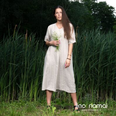 Lininė pilka suknelė MILA