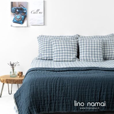Lininė patalynė mėlynais langeliais NAUTIC