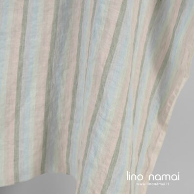 Lininis audinys dryžuotas skalbtas tinka drabužiams ir namų tekstilei siūti