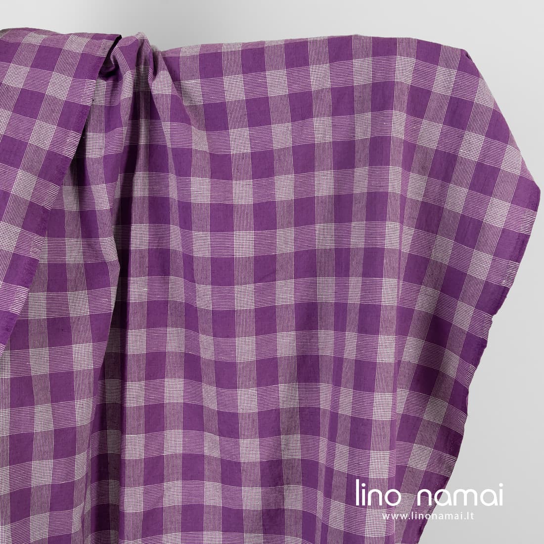 Puslininis audinys violetinis languotas skalbtas