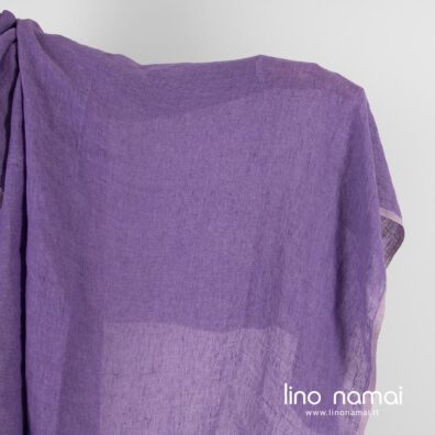 Lininis permatomas audinys violetinis melanžinis skalbtas
