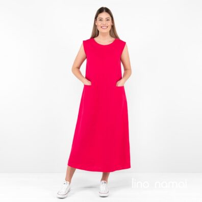 ELLE lininė ciklameno spalvos suknelė