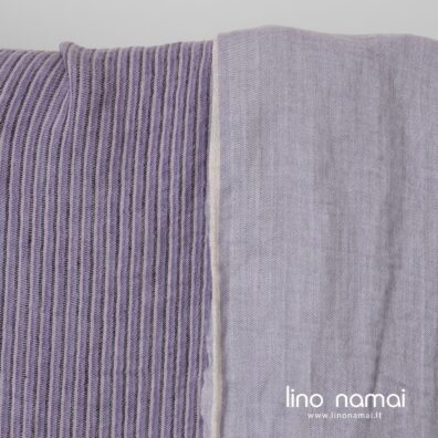 Lininis audinys violetiniais dryžiais dvipusis skalbtas minkštas švelnus