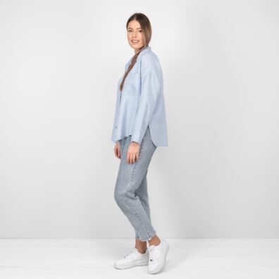 Lininė melsva palaidinė oversize marškinių tipo
