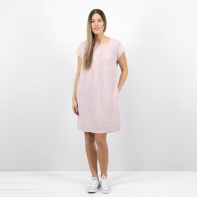 MIREN lininė rožinė suknelė