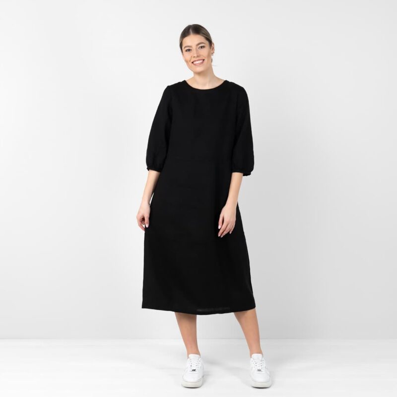 OSAKA lininė juoda suknelė